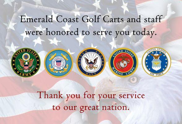 We are pleased to serve those who serve us!