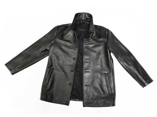 A classic men's carcoat made up in a motorcycle-weight lambskin