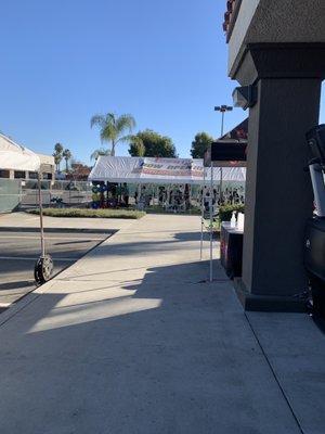 Workout equipment set up outside due to covid which is safe and efficient.