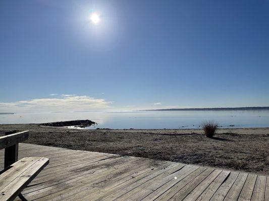 Boardwalk with newly installed benches