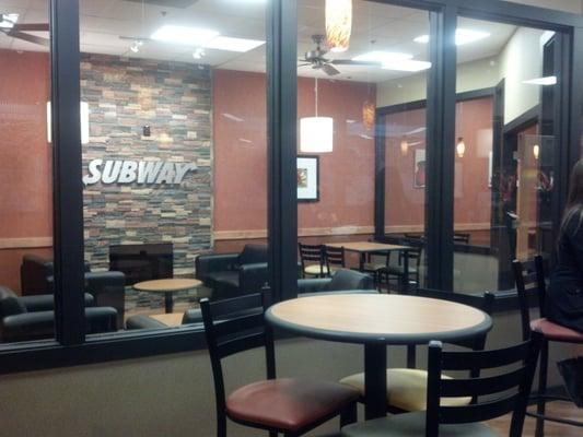 This is the lounge area inside subway