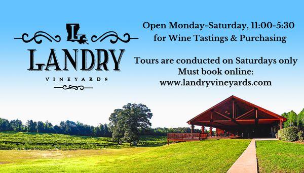 Open Monday-Saturday from 11-5:30 for wine tastings and purchasing. Tours are hosted on non-concert Saturdays throughout the year.