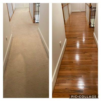 Carpet replacement for Harwood floor