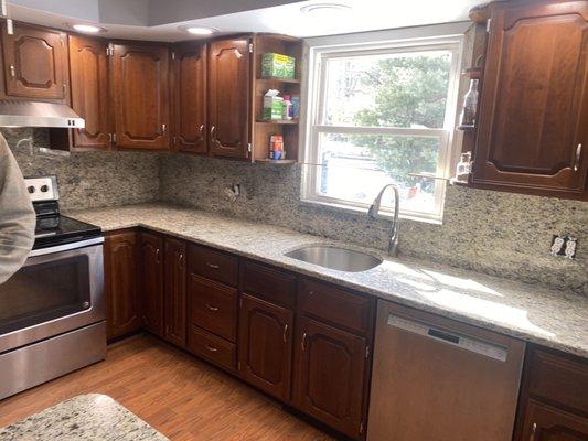 Countertop with matching full height backsplash