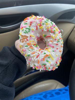 Vanilla frosted doughnut