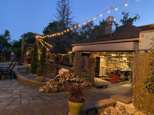 Awesome dining in the courtyard with an open outdoor kitchen