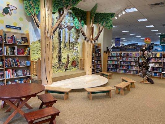 Stage and reading area in kids section