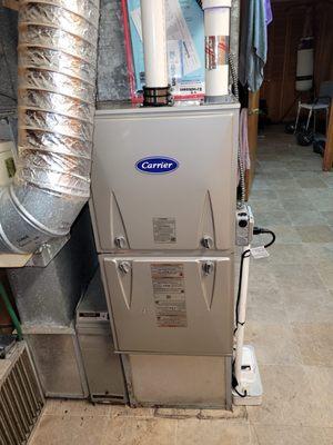 High efficiency, Carrier furnace installation.