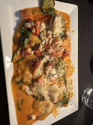 Lobster ravioli with vodka sauce