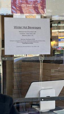 Winter hot beverage specials