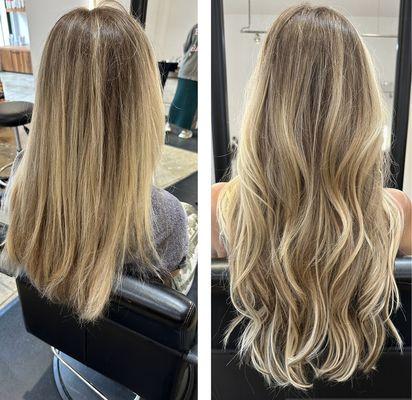 Hair extensions before and after