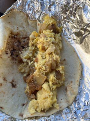 Potato and egg taco.