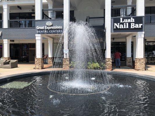 The fountain is right in front of the nail bar.