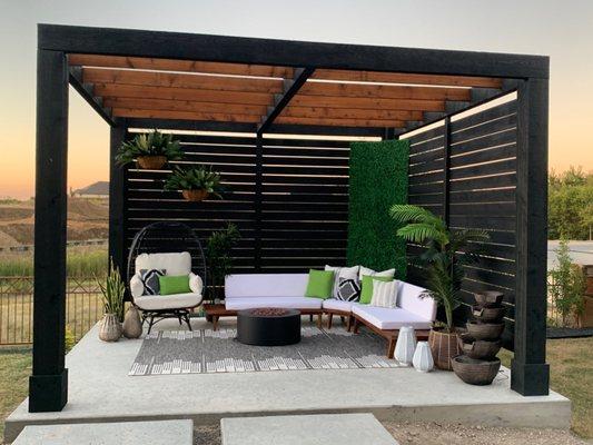 Custom built modern style pergola.