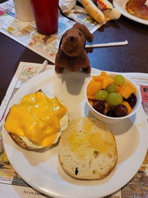 Breakfast sandwich with fruit