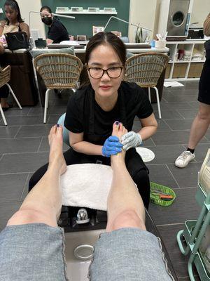 Vanessa giving an amazing foot massage.