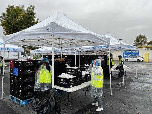 Volunteers on a wet Saturday