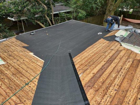 Adding Ice & Water to valleys and low pitch roof decking