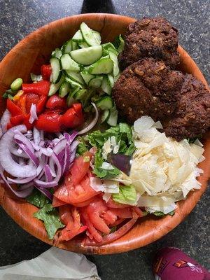 Crab cakes salad... This salad was so big it fed me for lunch and dinner! It was the best salad I've ever had! I highly recommend TOSSED!