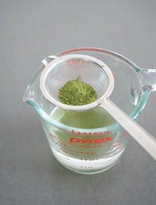 Making an iced matcha, it's best to sift the matcha before mixing, to get any clumps out.