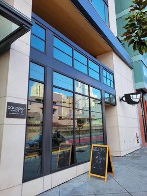 Cafe exterior, located at the Canopy by Hilton