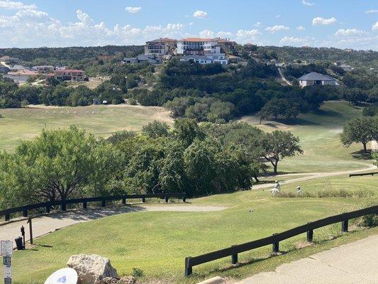 To the right you can see the well kept driving range.