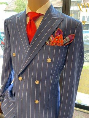 Double breasted pinstripe suit