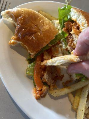 Thinnest chicken sandwich I've ever seen. ‍