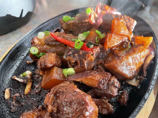 Sizzling pork adobo