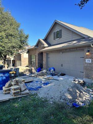 A foundation repair in progress in San Antonio