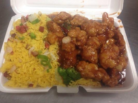 General Tso's Chicken with Pork Fried Rice