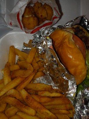 Double cheeseburger tray with cajun fries...