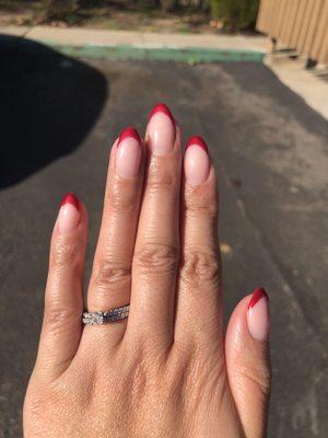 Red French Tip Manicure by Steven