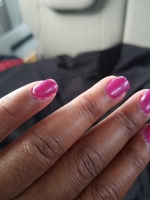 Gel polish should be smooth...not smooth. Not shinny.