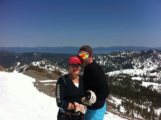 Janet & Mark - Owners -  High Above their Store Enjoying a Perfect Tahoe Day on Top of "Headwall !"