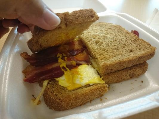 Bacon egg and cheese on whole grain