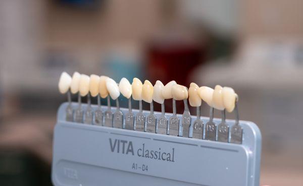 When we're about to get started on assembling your dentures, we'll show you several shades of teeth for an even more natural look.