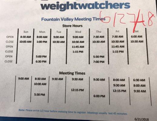 New meeting times as of 06/27/18 :)