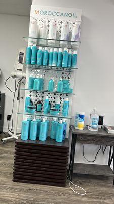 This is my salon here you find my Moroccan oil station and my salon customer's enjoying all of the best you can get at D'Bianco..