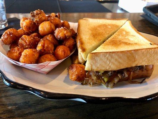 Prime Rib Melt & Sweet Potato Tots