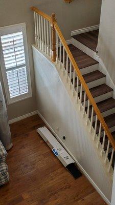 Living room repainted, beadboard installed.