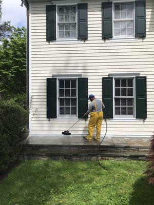 Stone patio power washing,