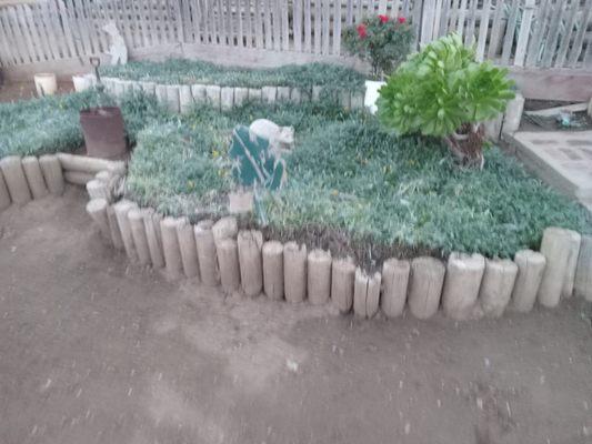 3 to 4" poles dug in ground to make a Flower Bed or a Border