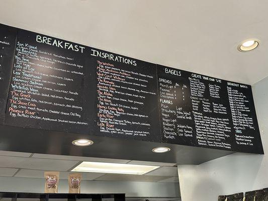 Breakfast and bagel menus