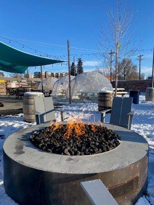 Fire pit and Igloos in the winter months.