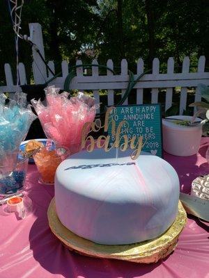 Our gender reveal cake