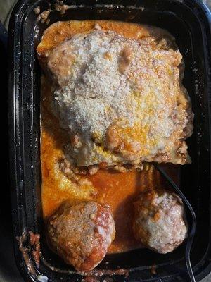 Lasagna with meatballs