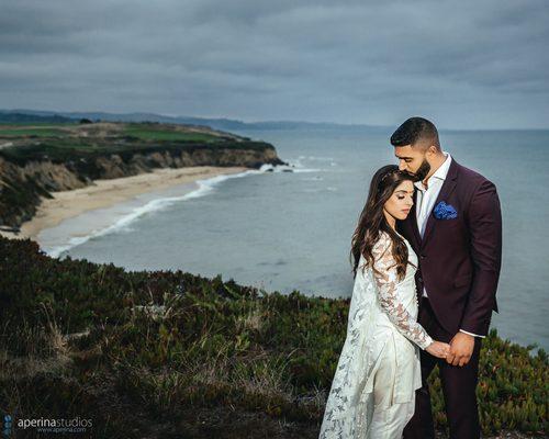 Indian engagement photo shoot at Ritz Carlton Half Moon Bay.