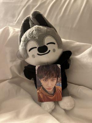 My Wolf Chan purchase with the free Bang Chan photocard I got as a freebie