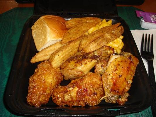 5-piece Chicken Wings Dinner - Includes your choice of five wings, two sides, and a Hawaiian roll